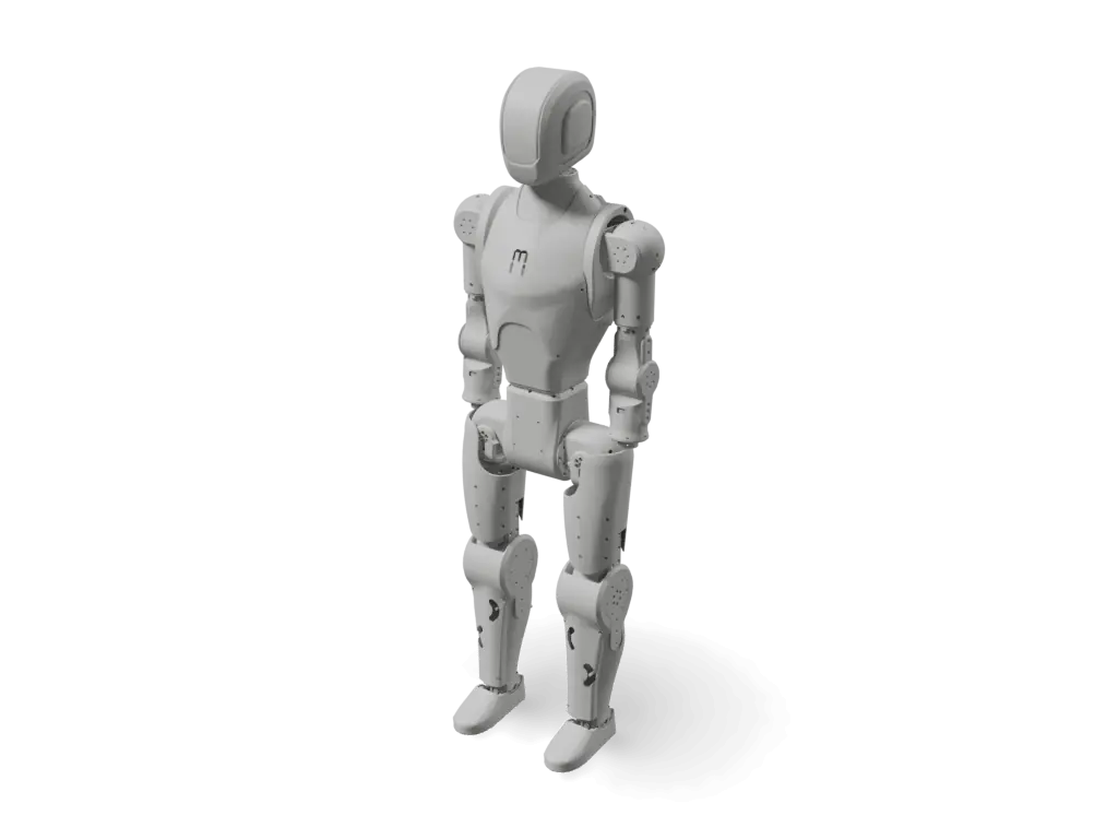 Asimov 1 open-source 25-DoF humanoid robot, 3D render from asimov_1.urdf, the project's simulation model