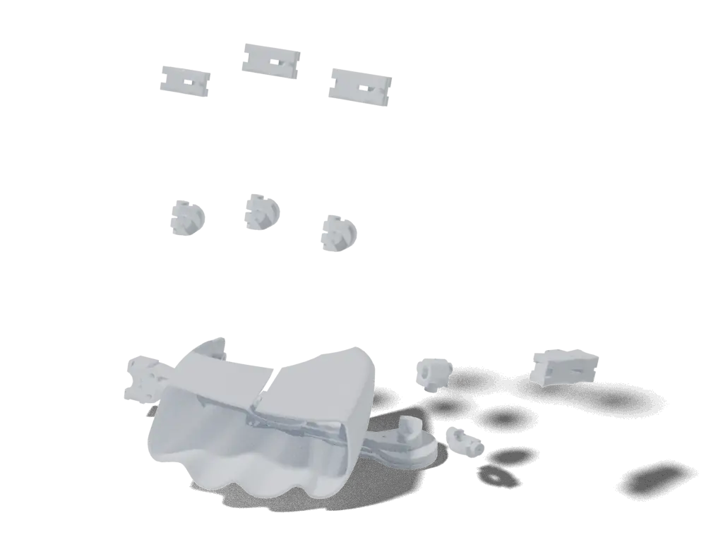 DexHand V1.0 source parts, 3D render (not the assembled robot)