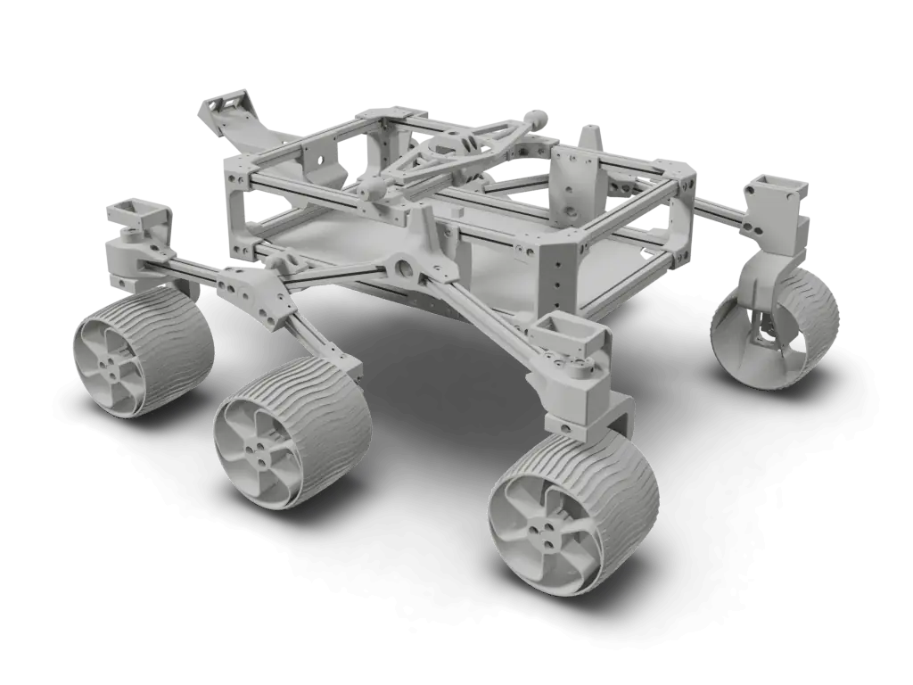 Sawppy the Rover open-source 10-DoF rover, 3D render from curio.urdf.xacro