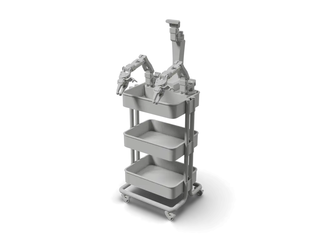 XLeRobot open-source 16-DoF mobile manipulator, 3D render from xlerobot.urdf, the project's simulation model